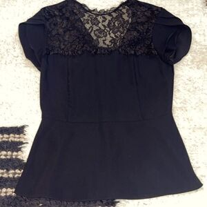Amanda Uprichard Peplum Black Lace Top